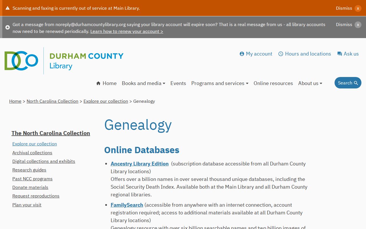 Durham city directory genealogy resources at Durham County Library