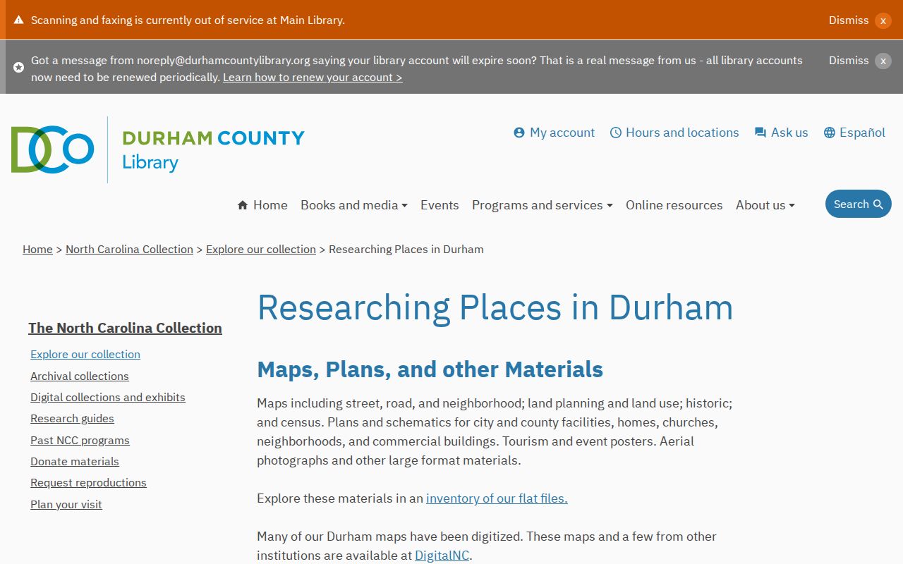 Durham city directory address research with maps and large materials