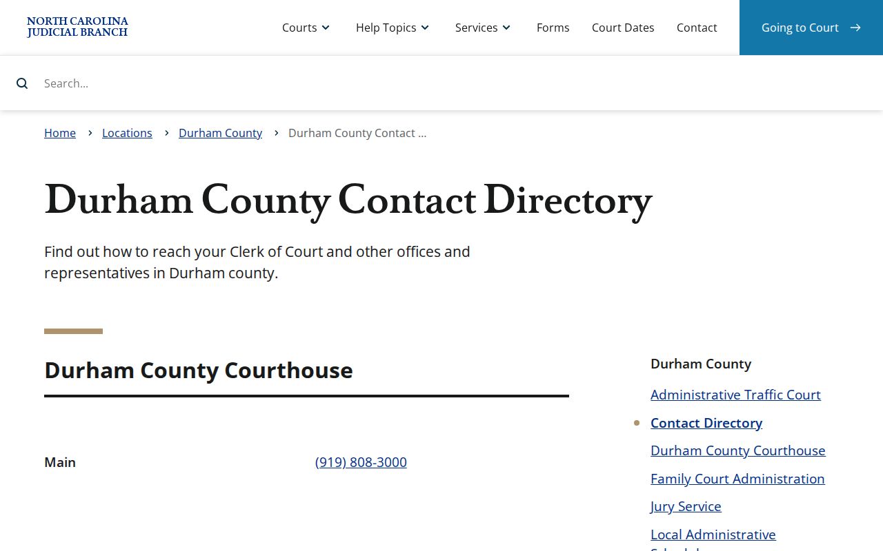 Durham residents directory court contact source
