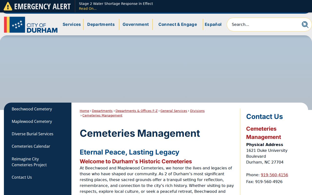 City of Durham cemeteries management information