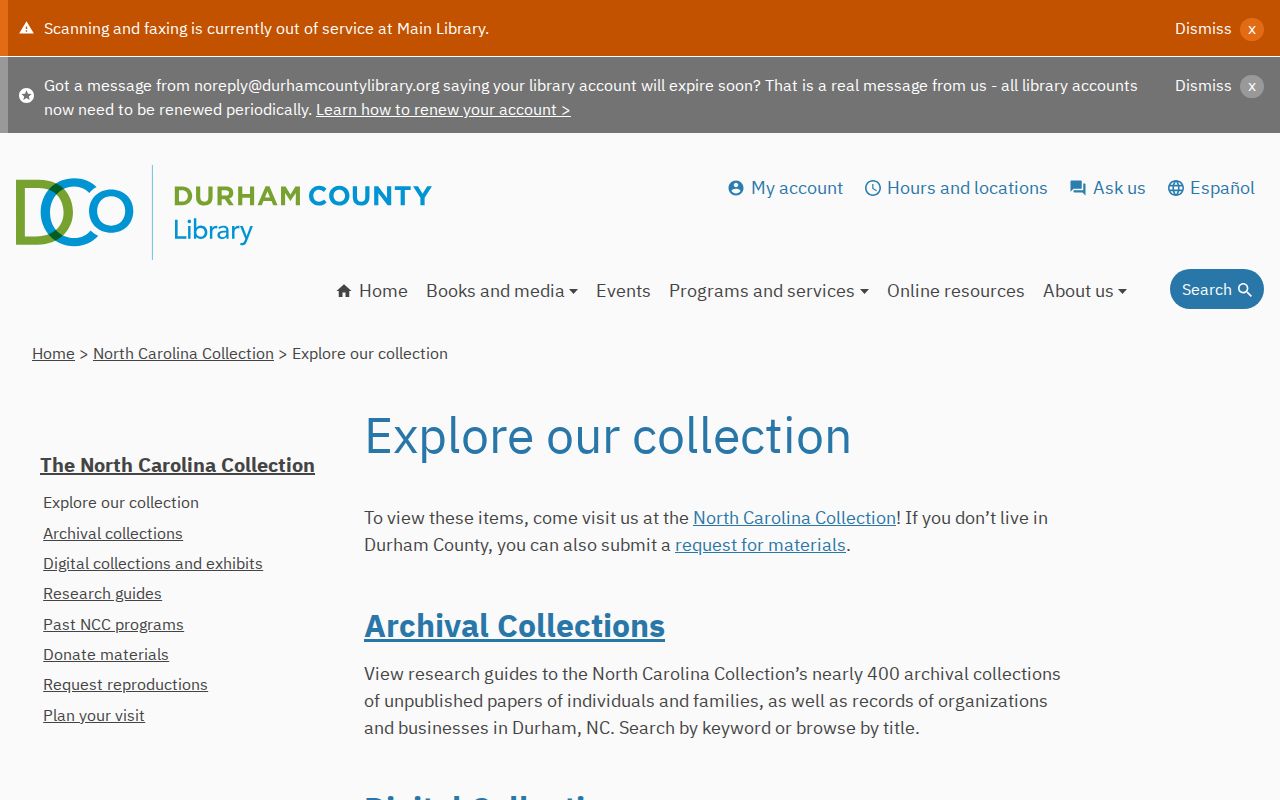 Durham previous residents research at the North Carolina Collection