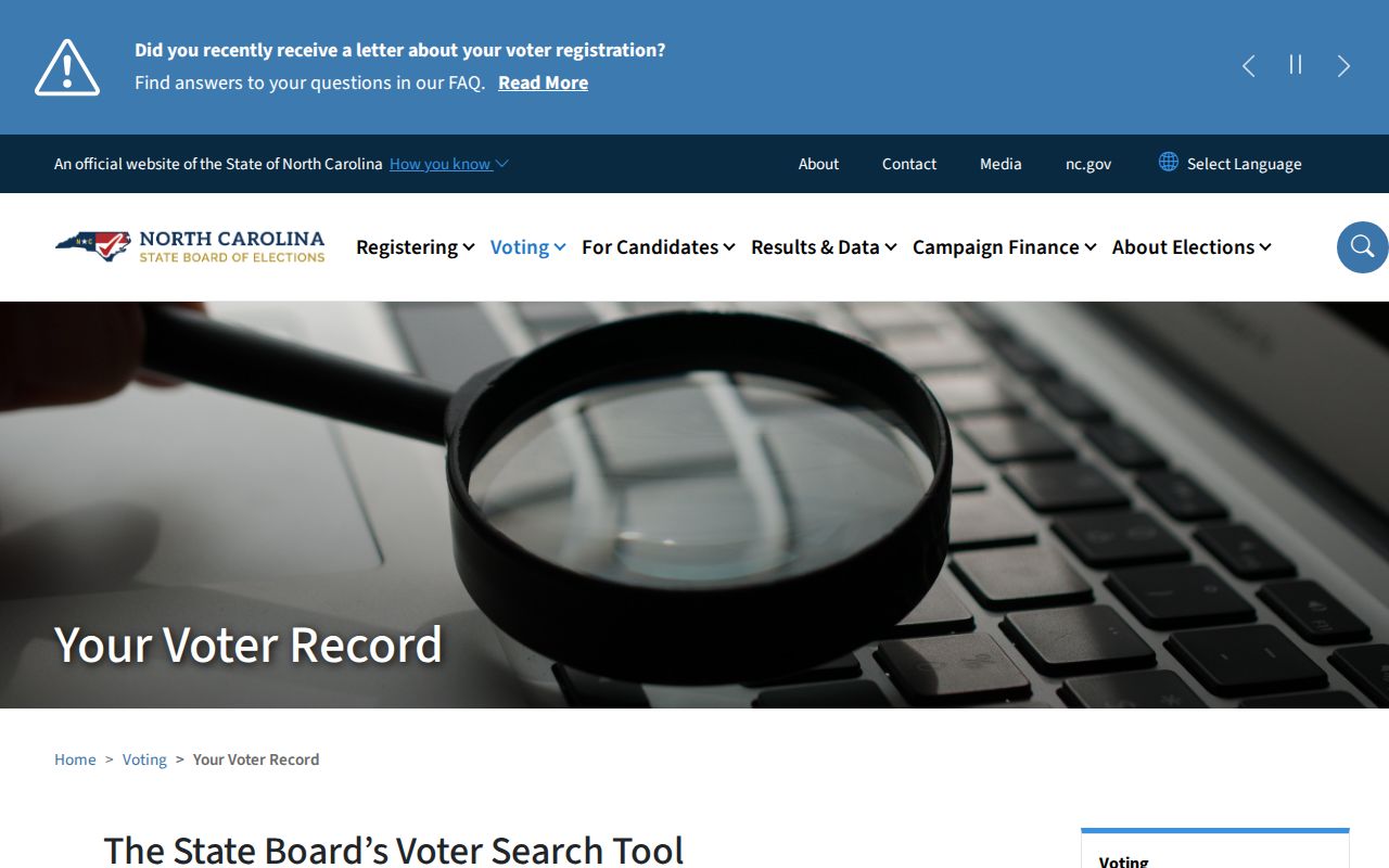Durham resident lookup voter record information from the North Carolina State Board of Elections