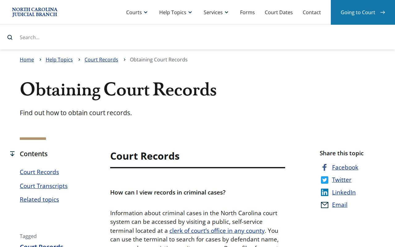 Durham resident lookup court records access guidance from North Carolina Courts